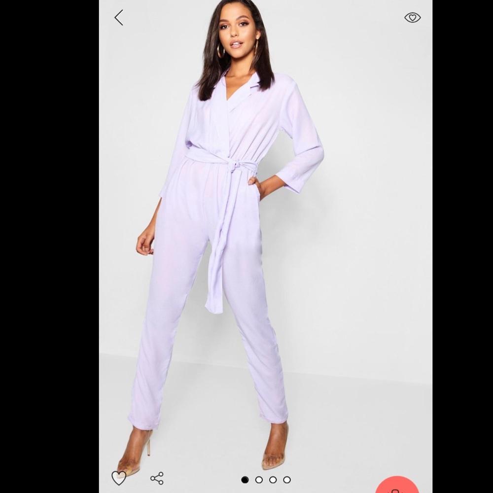 Bohoo Tall Collar Wrap Jumpsuit